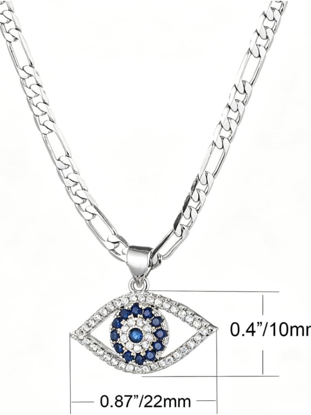 Evil Eye Necklace for Women 14K Gold Plated White Color Cubic Zirconia Inlay Evi - Picture 3 of 6